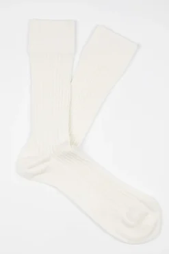New AN IVY Ribbed Cotton Strømper, , 43-46 Off White