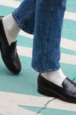 New AN IVY Ribbed Cotton Strømper, , 43-46 Off White
