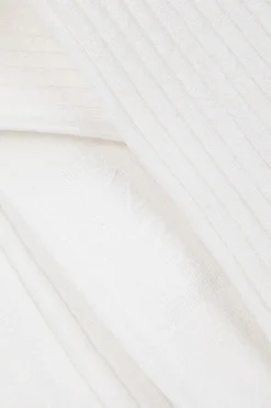 New AN IVY Ribbed Cotton Strømper, , 43-46 Off White