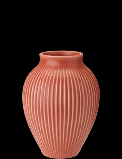 Hot Knabstrup Riflet Vase, Coral