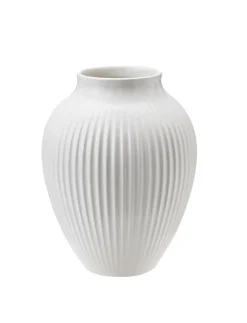 Sale Knabstrup Riflet Vase, , H12,5 cm Hvid