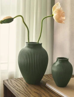 Sale Knabstrup Riflet Vase, Mat Celadon Green