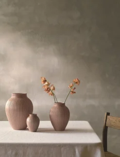 Outlet Knabstrup Riflet Vase, Mat Dusty Rose