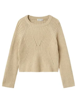 Clearance Name It Rikine Short Striktrøje, , 134-140 cm Doeskin