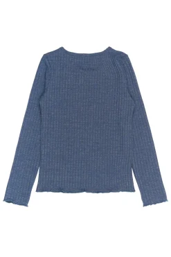 New THE NEW Rina Langærmet Glitter Rib Bluse, , 134-140 cm Navy Blazer
