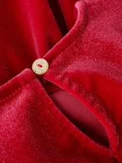 Hot Name It Rinne Velour Kjole, , 56 cm Jester Red