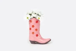 Clearance Doiy Rodeo Cowboy Boot Vase, Lyserød