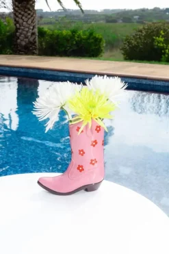 Clearance Doiy Rodeo Cowboy Boot Vase, Lyserød