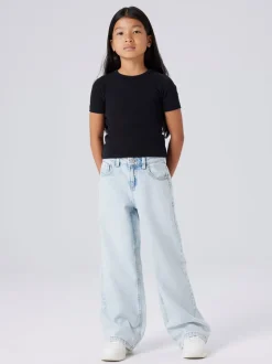 Clearance Name It Rose Wide Jeans, , 152 cm Light Blue Denim