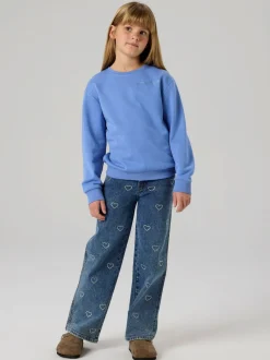 Outlet Name It Rose Wide Rhinestone Jeans, , 152 cm Denim Blue