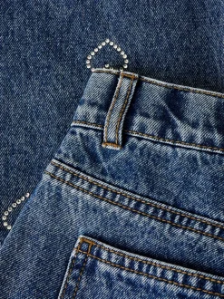Outlet Name It Rose Wide Rhinestone Jeans, , 152 cm Denim Blue