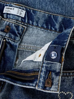 Outlet Name It Rose Wide Rhinestone Jeans, , 152 cm Denim Blue