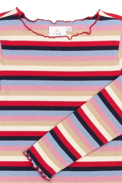Outlet THE NEW Rosie Langærmet Rib Bluse, , 134-140 cm Multi Striped