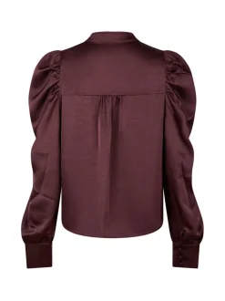 Clearance Neo Noir Rosslyn Heavy Sateen Bluse, , 38 Burgundy