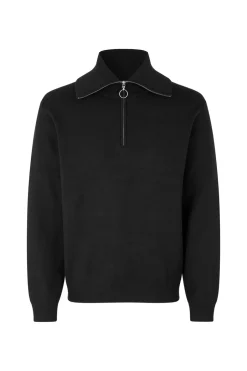 New Samsøe Samsøe Ryder Half Zip Striktrøje, , M Sort