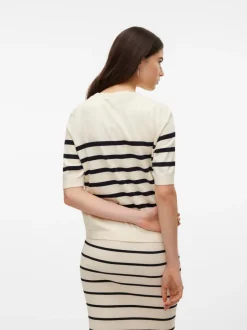 Sale Vero Moda Saba Plain Strikbluse, , L Birch/Black