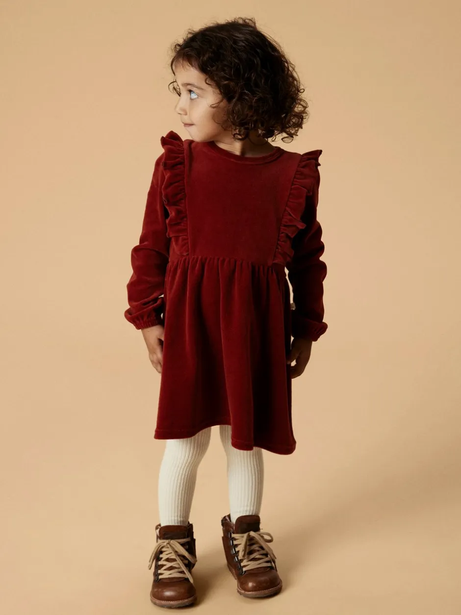 Clearance Lil' Atelier Saga Kjole, , 116 cm Red Dahlia