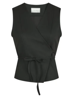 Clearance Neo Noir Samara Twill Wrap Vest, , 42 Black