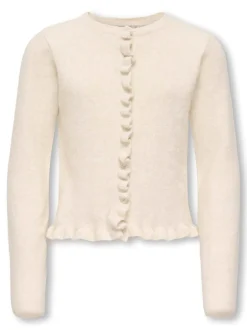 Best KIDS ONLY Shelda Life O-Neck Ruffle Cardigan, , 158-164 cm Birch Melange