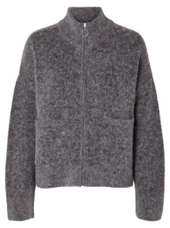 Selected Women Sia Cardigan, , L Medium Grey Melange