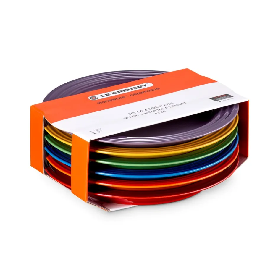 Clearance Le Creuset Signature Stenstøjs 6-pak Frokosttallerkener, , Ø22 cm Rainbow
