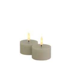Discount Sirius Sille 2-pak LED Fyrfadslys, Warm grey