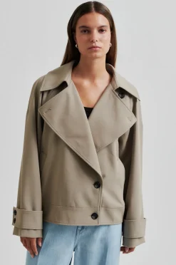 Second Female Silvie Trench Jakke, , XL Fallen Rock