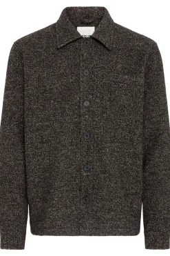 Best Solid Simeon Overshirt, , XL Slate Black Melange