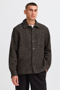 Best Solid Simeon Overshirt, , XL Slate Black Melange