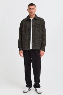 Best Solid Simeon Overshirt, , XL Slate Black Melange