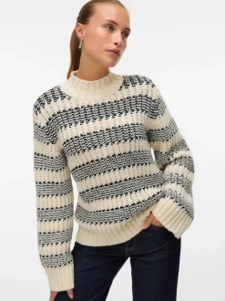 Outlet Vero Moda Skye Highneck Striktrøjer, , M Birch/Black