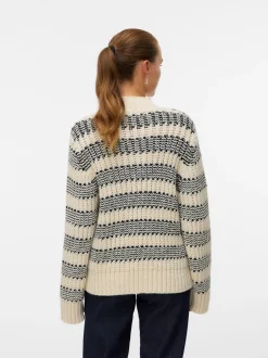 Outlet Vero Moda Skye Highneck Striktrøjer, , M Birch/Black