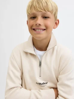Sale Jack & Jones Junior Soho Quarter Zip Sweatshirt, , 164 cm Moonbeam