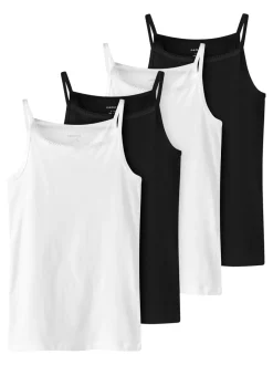Discount Name It Solid Strap 4-pak Undertrøje, , 116 cm Black/White