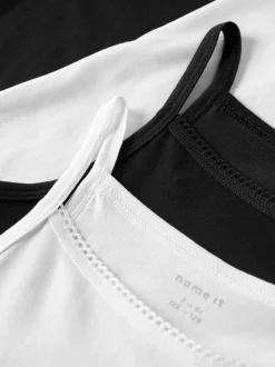 Discount Name It Solid Strap 4-pak Undertrøje, , 116 cm Black/White