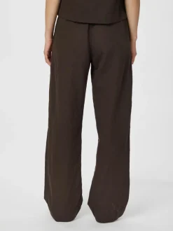 Clearance Neo Noir Sonar Linen Bukser, , 34 Dark Brown