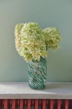 Hot HAY Splash Roll Neck Vase, Green Swirl