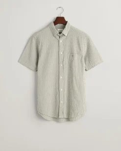 Best GANT Striped Seersucker Skjorte, , XL Pine Green