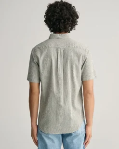 Best GANT Striped Seersucker Skjorte, , XL Pine Green