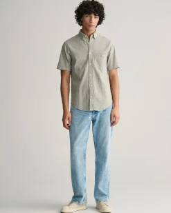 Best GANT Striped Seersucker Skjorte, , XL Pine Green