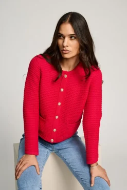 Best Micha Structure Spring Cardigan, , XL Lipstick Red