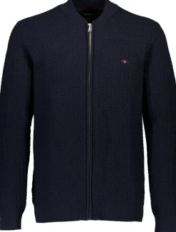 Bison Structured Knit Cardigan, , XXL Navy