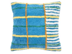 Outlet Villa Collection Styles Pude, , 45x45 cm Blå/ Gul/ Offwhite