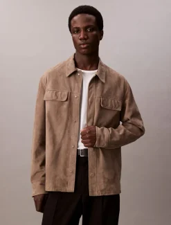 Calvin Klein Suede Overshirt, , L* Overshirts