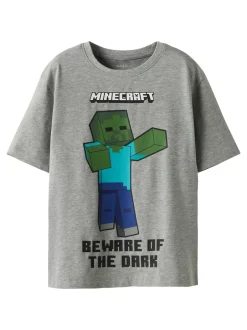 New Name It Sumba Minecraft T-shirt, , 146-152 cm Grey Melange