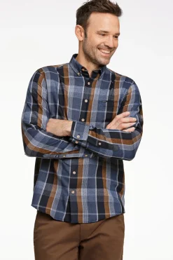 Discount Bison Super Soft Check Skjorte, , L Navy