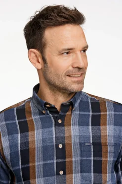 Discount Bison Super Soft Check Skjorte, , L Navy