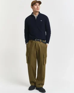 Discount GANT Superfine Lambswool Half Zip Striktrøje, , XL Marine