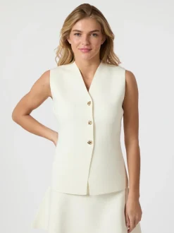 Sale Neo Noir Sway Smooth Knit Vest, , 40 Off White