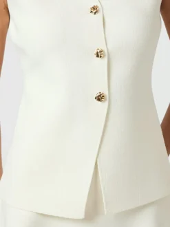 Sale Neo Noir Sway Smooth Knit Vest, , 40 Off White